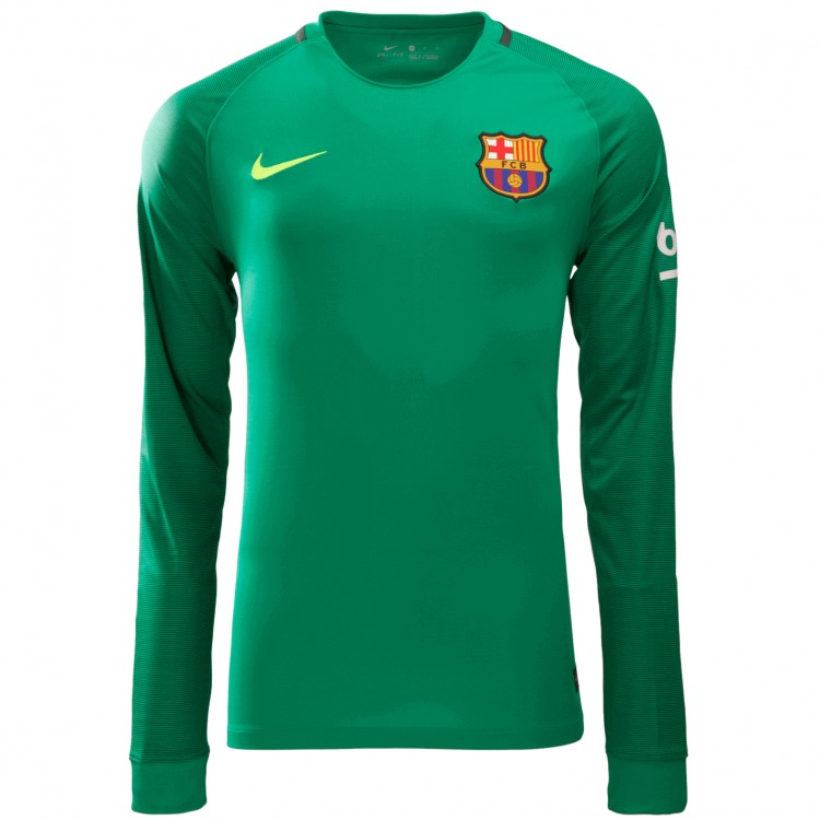 Детская форма голкипера футбольного клуба Барселона 2016/2017 (комплект: футболка + шорты + гетры)